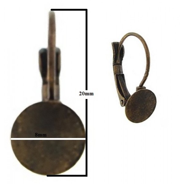 Auskaru āķi ar 8mm disku antīka vara pārklājums (x2)