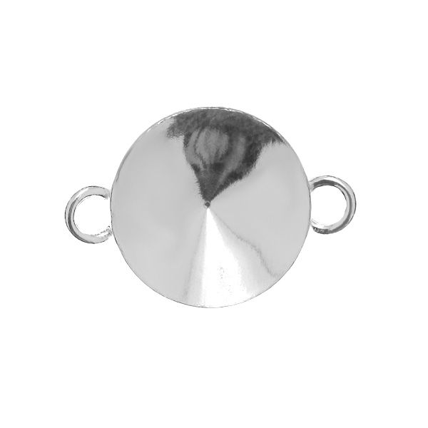 Setting w/ loops for 14mm SWAROVSKI 1122 Rivoli, Sterling Silver AG-925 (x1)