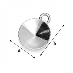 Setting w/ loop for 14mm SWAROVSKI 1122 Rivoli, Sterling Silver AG-925 (x1)