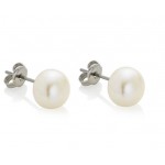 Ear stud with setting for 6-8mm pearls, Rhodium plated AG-925 (x2)