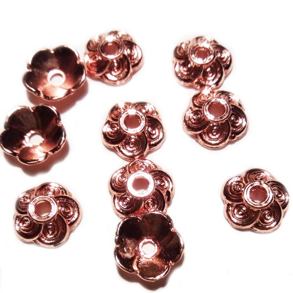 Metāla pērļu cepure 9x3mm rozā zelta krāsā (x1)