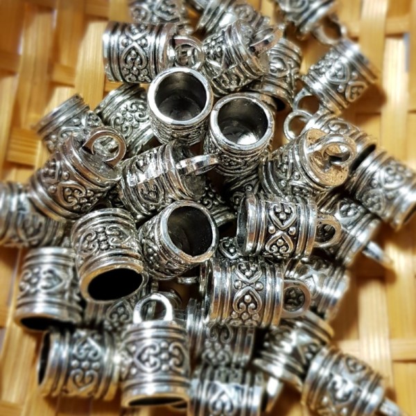16mm Tibetas stila antīkas sudraba krāsas pērļu cepure (x1)