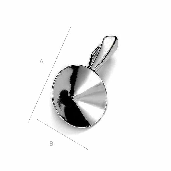 Kulona sagatave ar pamatni 12mm SWAROVSKI 1122 Rivoli, AG-925, rodija pārklājums (x1)