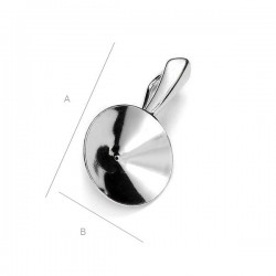 Pendant setting for 14mm SWAROVSKI 1122 Rivoli, Sterling Silver AG-925 (x1)