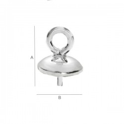 Pendant setting w/ loop for 6-8mm Half Drilled Pearls, Sterling Silver AG-925 (x1)