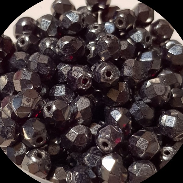 6mm Luster Garnet Czech Fire-polished (x8)
