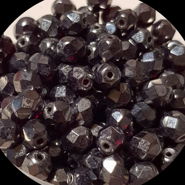 6mm Luster Garnet Czech Fire-polished (x10)