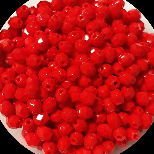 4mm Opaque Red Fire-polished (x17)