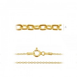 50cm Curb Chain 24K 0.4um gold plated.925 silver (x1)