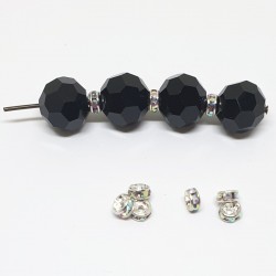 4mm Starplika ar stikla kristāliņiem CRYSTAL AB sudraba krāsas metālā (x1)