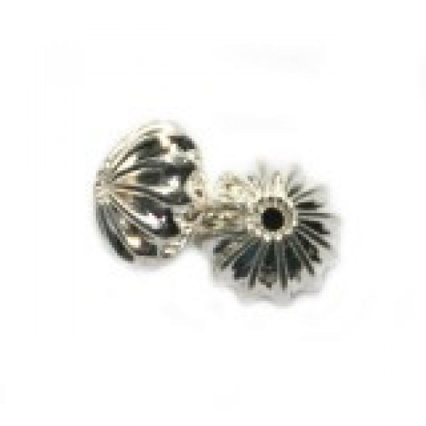 9x6mm Gofrēta Rondo pērle ar sudraba pārklājumu (x1)
