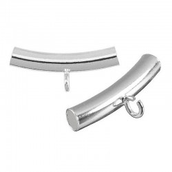 27mm Izliekta metāla trubiņa ar cilpu sudraba pārklājums (x1)