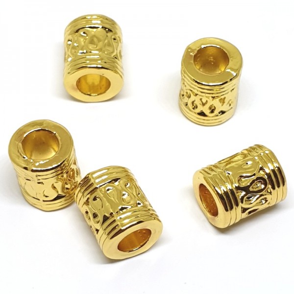 10x8mm Metāla pērle cilindrs zelta krāsā (x1)