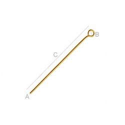 24K Gold plated Sterling Silver Eye Pin, 35mm (x1)