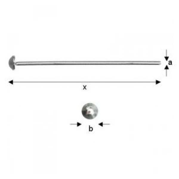 30mm Head pin, Sterling Silver AG-925 (x1)