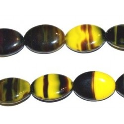 Pērle ovāls - melns ar dzeltenu (x1)