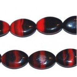 Pērle ovāls - melns ar sarkanu (x1)