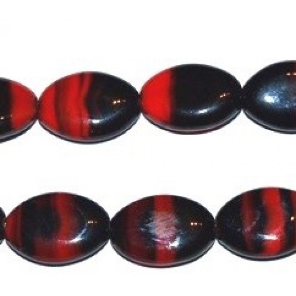 Pērle ovāls - melns ar sarkanu (x1)