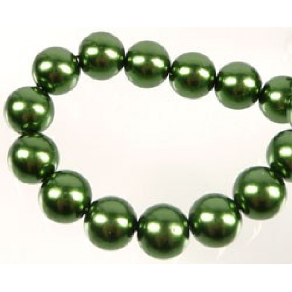 8mm Stikla pērle - tumši zaļš (x10)