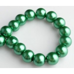 8mm Stikla pērle - vēsi zaļš (x10)