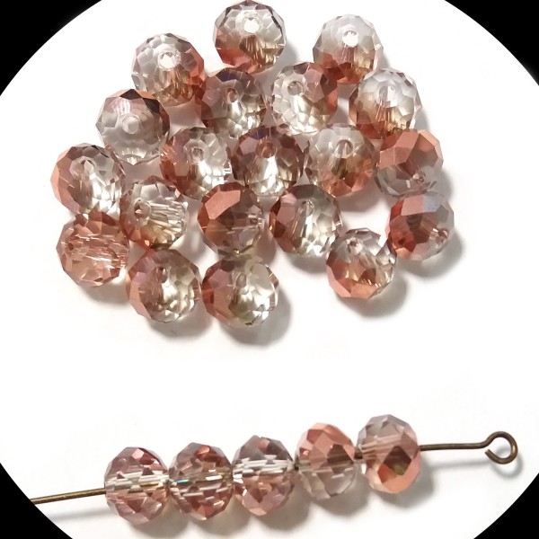 8x6mm Rondela Crystal/ Rose gold  (x1)