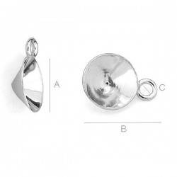Setting w/ loop for 8mm SWAROVSKI 1088 Xirius Chaton, AG-925 (x1)