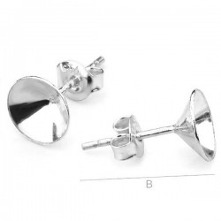 Ear post w/ setting for 8mm SWAROVSKI 1088 Xirius Chaton, Sterling Silver AG-925 (x2)