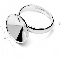 Adjustable ring w/bezel for 14mm SWAROVSKI 1122 Rivoli, Sterling silver (x1)