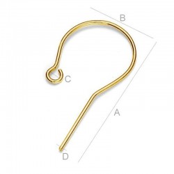 0.4um 24K real gold plated Sterling silver (925) ear wire (x2)