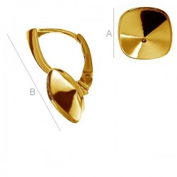 0.4 um 24K gold plated Leverback w/ setting for 10mm 4470 Cushion Fancy stone, Sterling Silver AG-925 (x2)