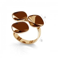 0.4um 24K gold plated Adjustable ring w/bezels for 10mm SWAROVSKI 4470 Cushions, Sterling silver (x1)