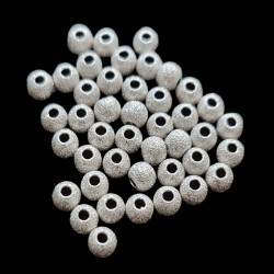 4mm round bead Star Dust, Sterling Silver AG-925 (x1)
