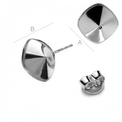 Ear post w/ setting for 10mm SWAROVSKI 4470 Cushion Fancy stones, AG-925 (x2)
