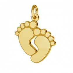 0.4um 24K gold plated Pendant for engraving "Baby feet" AG925 (x1)