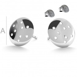 Earring post with 9mm sieve & guards, Sterling Silver AG-925 (x2)
