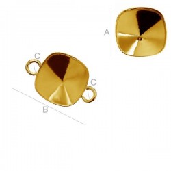 24K Vermeil Square Connector w/loops for 10mm SWAROVSKI 4470 Cushion (x1)