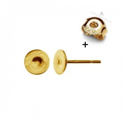 0.4um 24K gold Post with 5mm disc & guards AG-925 (x2)