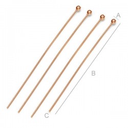 18K Rose Gold plated 0,4µm 30mm Ball pin, Sterling Silver AG-925 (x1)