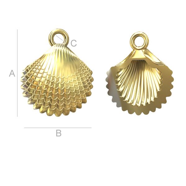 Shell Pendant - 24K Gold plated over silver AG925 (x1)