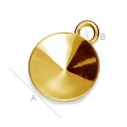 24K gold plated Setting w/ loop for 14mm SWAROVSKI 1122 Rivoli, AG-925 (x1)