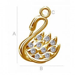 Swan pendant with Swarovski® crystals 24K Gold plated over silver AG925 (x1)