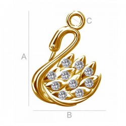 24K zelta Gulbis ar Swarovski® kristāliņiem  sudraba (AG-925) (x1)