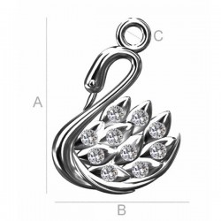 Swan pendant with Swarovski® crystals Rhodium plated sterling silver AG925 (x1)