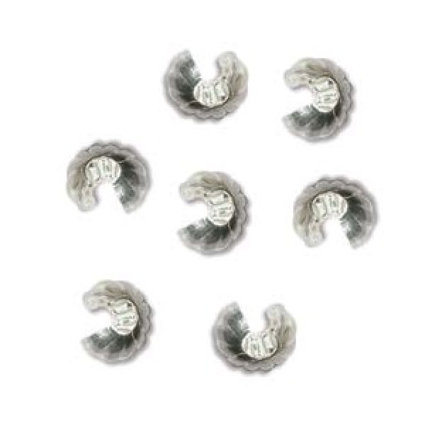 Spiedīšu uzmavas 4mm sudraba gofrētas (x10)